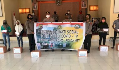 Polri Peduli Covid - 19, Polres Rote Ndao Gelar Bhakti Sosial Bagikan Paket Sembako