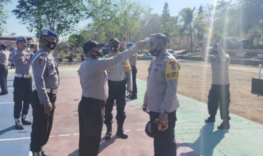 Antisipasi Covid – 19, Polres Rote Ndao Cek Suhu Tubuh Personel Sebelum Ngantor