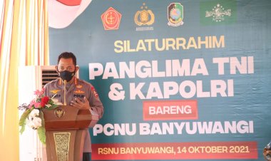 Silahturahmi dengan PCNU Banyuwangi, Kapolri Ajak Perkuat Penanganan Covid-19