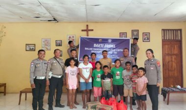 Jelang HUT Lantas Bhayangkara ke-68, Satuan Lantas Polres Rote Ndao Berikan Bantuan Sosial ke Panti Asuhan