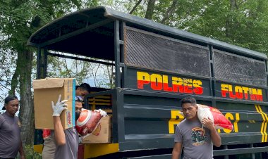Polres Flotim Beri Bantuan Sosial untuk Pengungsi Mandiri di Kebun Desa Konga