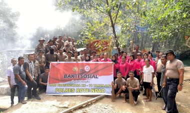 Sambut Perayaan Hari Bhayangkara Ke-78, Polres Rote Ndao Gelar Bakti Sosial Pembersihan Sumber Air Oemau