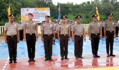 Di Bawah Rintik Hujan, Korps Raport Kenaikan Pangkat Setingkat Lebih Tinggi 27 Personel Polres Rote Ndao Berjalan Lancar