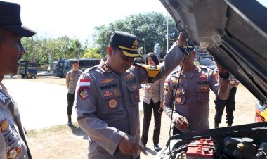 Kesiapan Jelang Pilkada Serentak 2024, Kapolres Rote Ndao Cek Kendaraan Dinas dan Alutsista