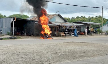 Satu Unit SPM Terbakar Pasca Mengisi BBM Pada SPBU Sanggoen
