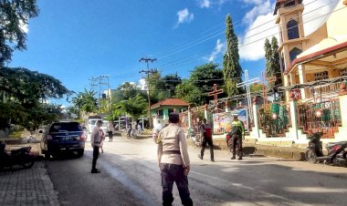 Pengamanan Ibadah Syukur Paskah Oleh Personel Polsek Lobalain