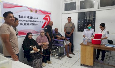 Polres Rote Ndao Gelar Donor Darah Dalam Rangka Bakti Kesehatan HUT Bhayangkara Ke 79
