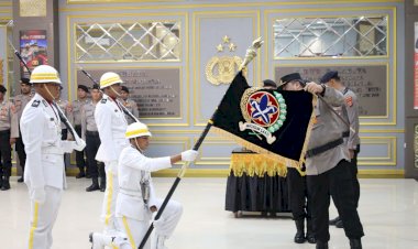 Kapolda Aceh Inspektur Upacara Pemuliaan Nilai-Nilai Tribrata Pataka Polda Aceh, Dalam Rangka Hari Bhayangkara ke 79