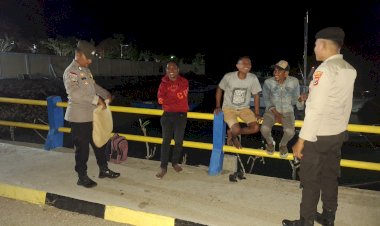 Patroli Malam Personel Polsek Pantaibaru Untuk Jamin Keamanan Masyarakat