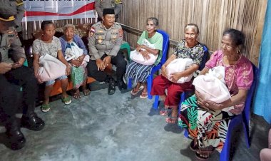 Jelang HUT Polwan ke-77, Kapolres dan  Polwan Polres Rote Ndao  Lakukan Bansos Bagi Lansia