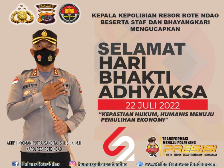 Kapolres Rote Ndao Ucapkan : “Selamat Hari Bhakti Adhyaksa 2022”