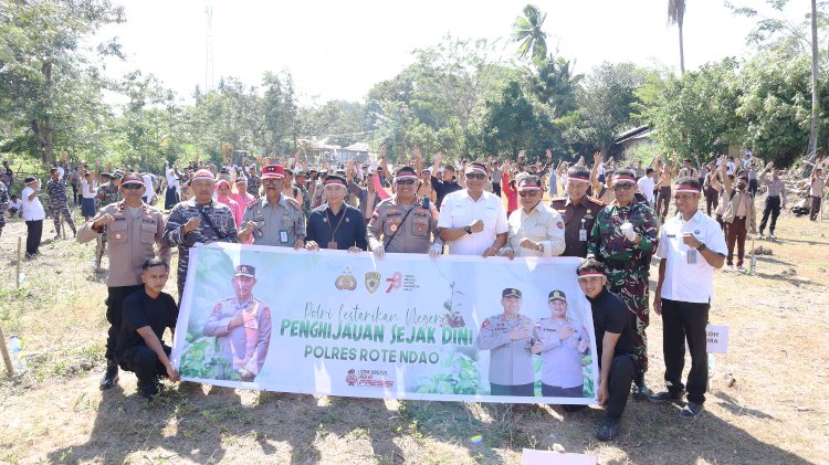 Rote Lestari, Polres Rote Ndao Serentak Tanam 1500 Pohon Penghijauan di 10 Titik Lokasi