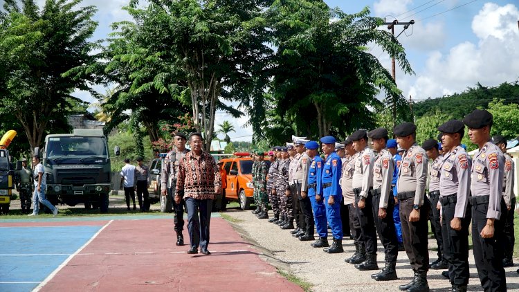 Kesiapan Menghadapi Bencana, Polres Rote Ndao Bersama Instansi Terkait Gelar Apel Siaga di Mapolres