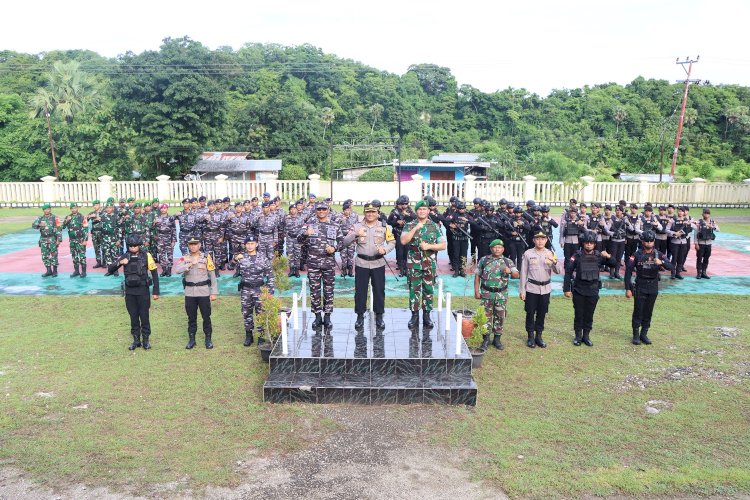 Bersama TNI, Polres Rote Ndao Gelar Patroli Skala Besar Mengamankan Hari Pencoblosan Pemilu 2024
