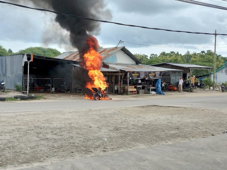 Satu Unit SPM Terbakar Pasca Mengisi BBM Pada SPBU Sanggoen