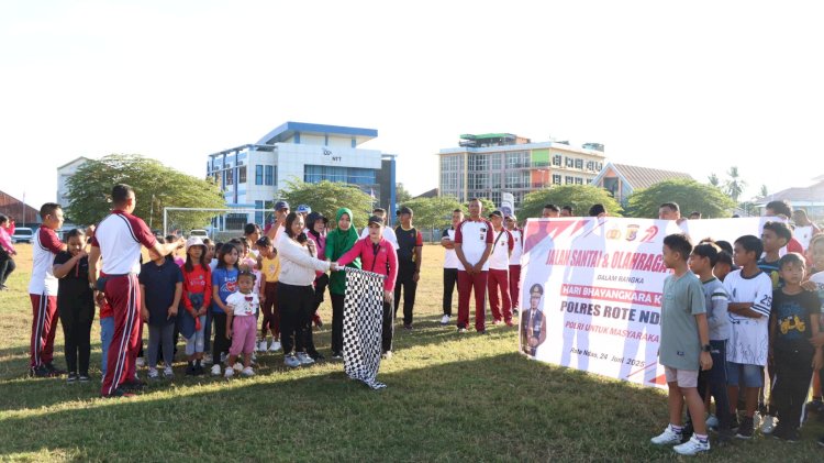 Jelang Hari Bhayangkara Ke 79 Polres Rote Ndao Menggelar Olahraga Bersama Masyarakat