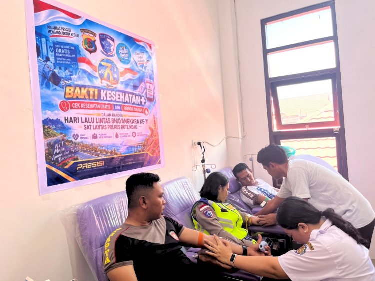 Gelar Aksi Donor Darah, Cara Sat Lantas Polres Rote Ndao Peringati Hari Jadi Lantas Bhayangkara ke-71