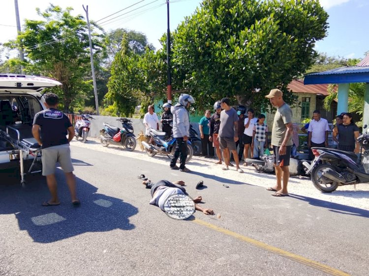 Laka Lantas Sepeda Motor vs Sepeda Motor di Pantai Baru, Korban Alami Luka