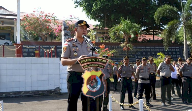 Kapolres Rote Ndao Pimpin Apel Pagi, Sampaikan Program Prioritas Kapolri Kepada Personel